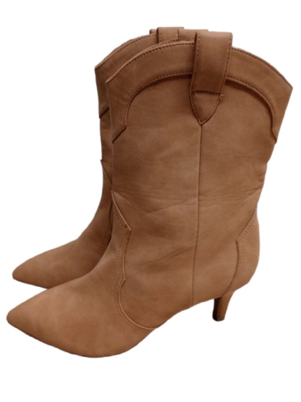 DV Dolce Vita Apres Tan Western Cowboy Kitten Heel Ankle Boots Women's Size 7